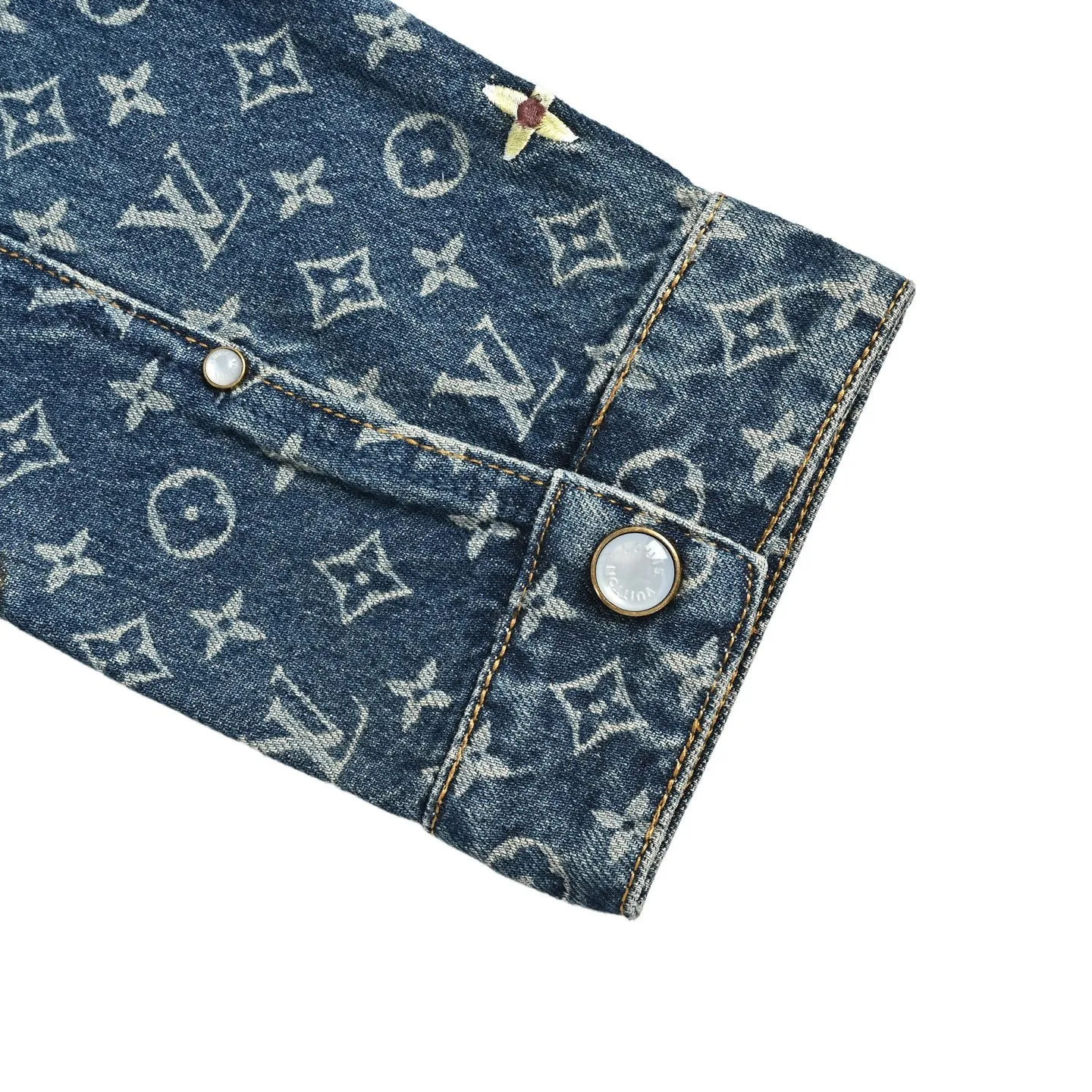 Louis Vuitton/Louis Vuitton all-over logo daisy embroidered denim jacket